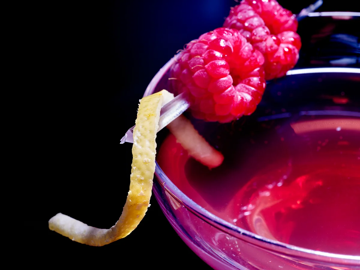 Raspberry kamikaze cocktail