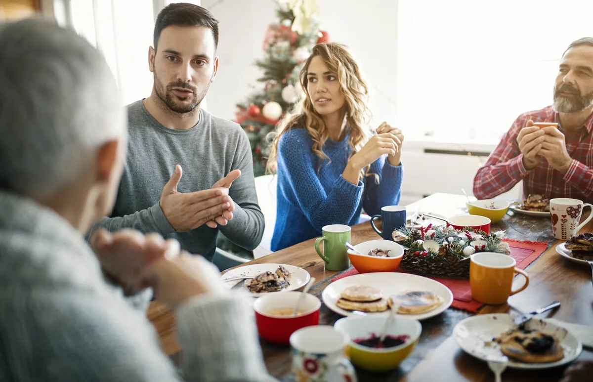 Family having lunch