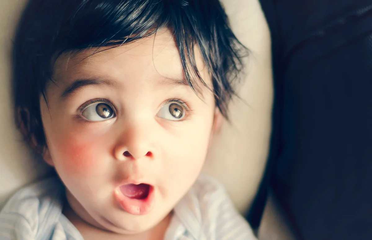 Yawning Indian baby boy
