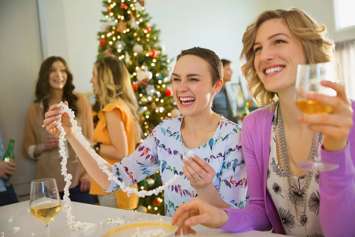 Friends spending leisure time together during Christmas