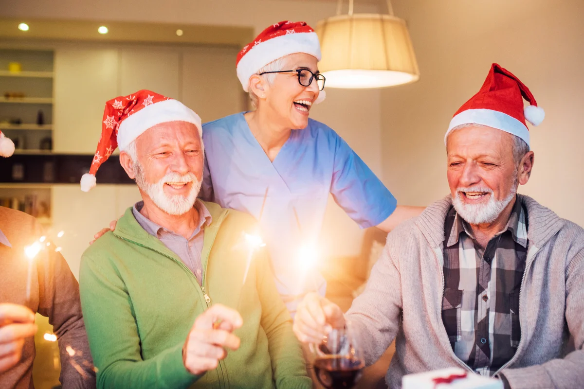 Old people celebrating Christmas