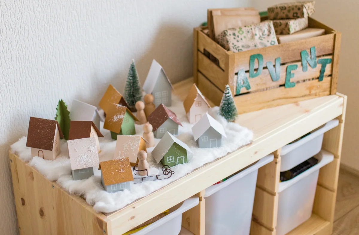 Little Christmas village on small table display
