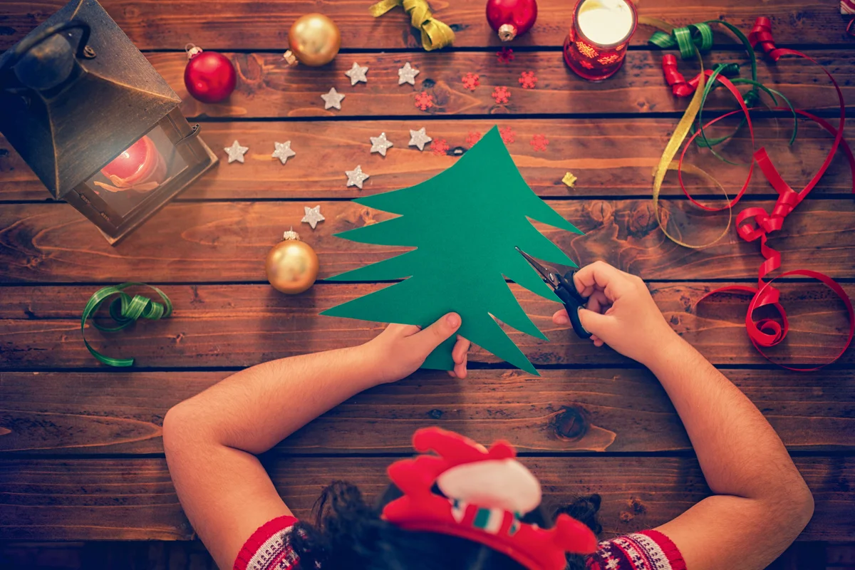 Little Girl Making Christmas Card