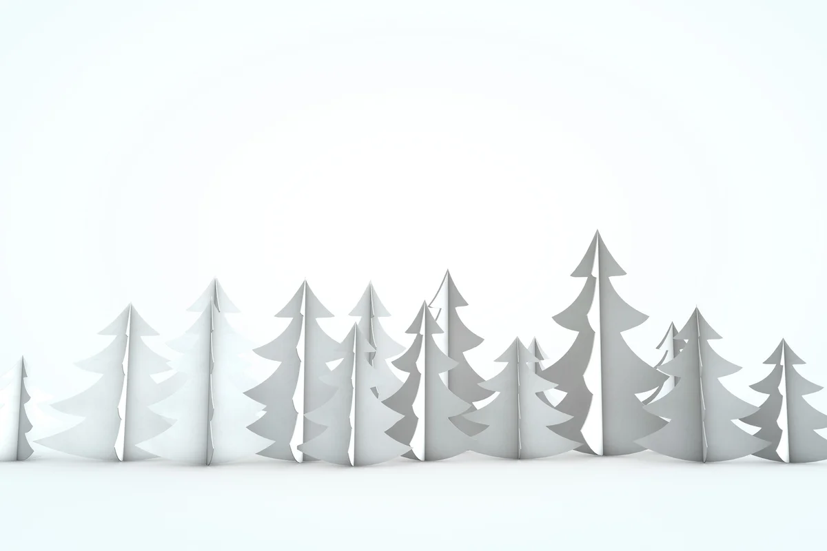 White christmas tree scene