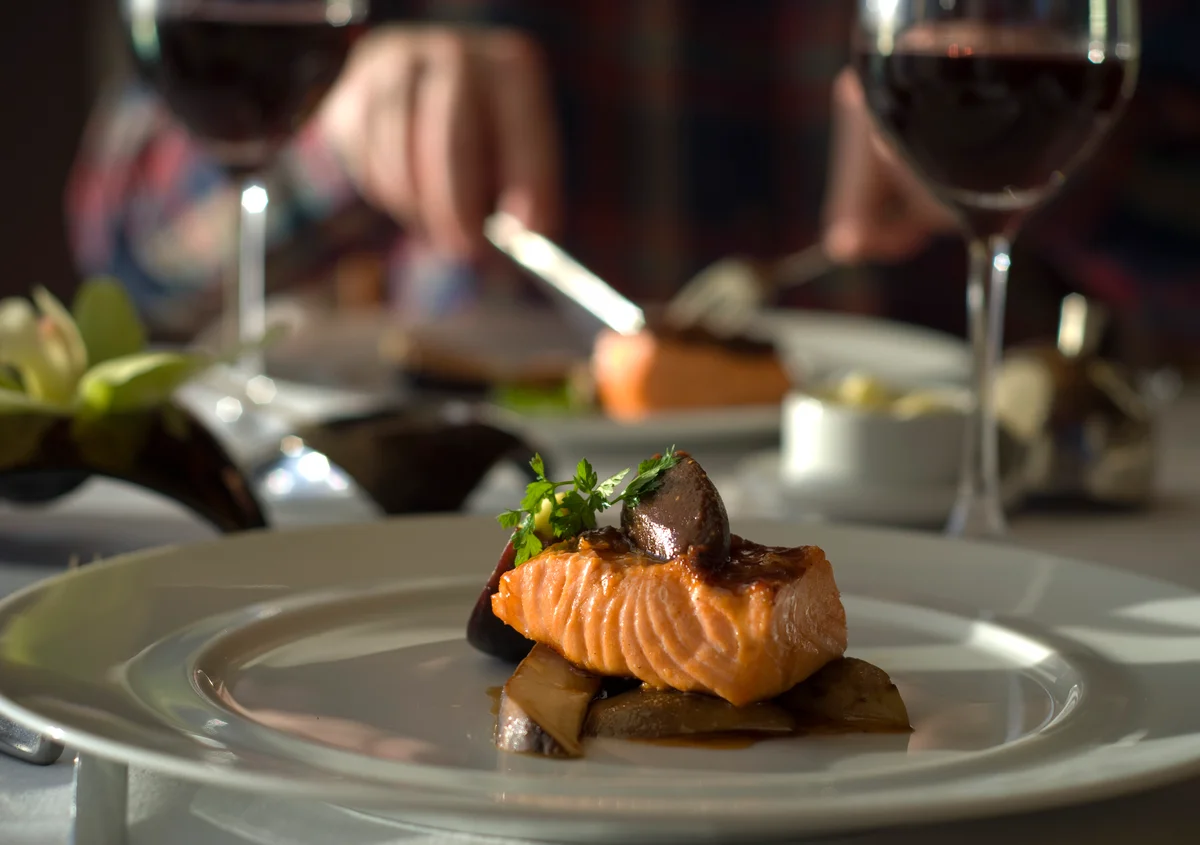 Salmon and wine