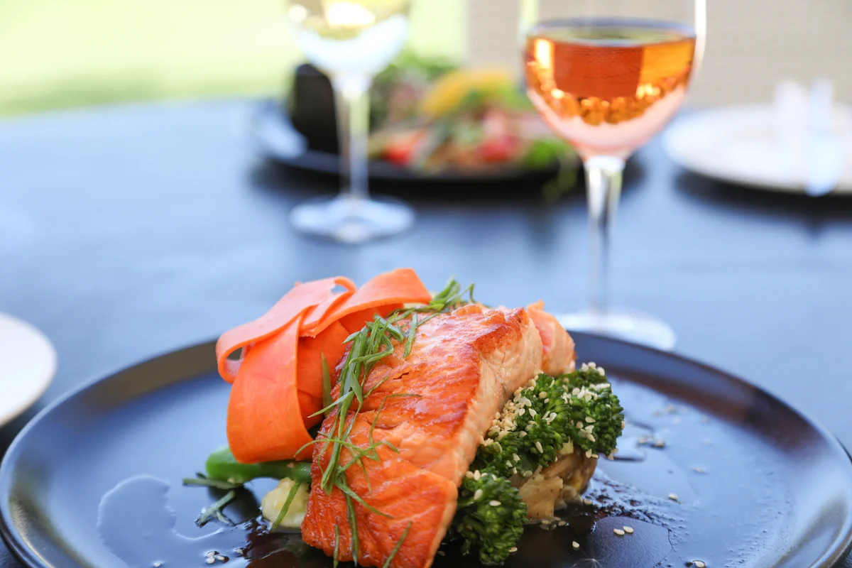 Salmon and rose wine