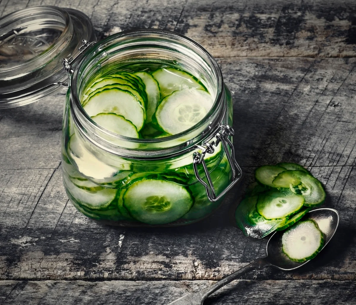 Jar of pickled cucumbers