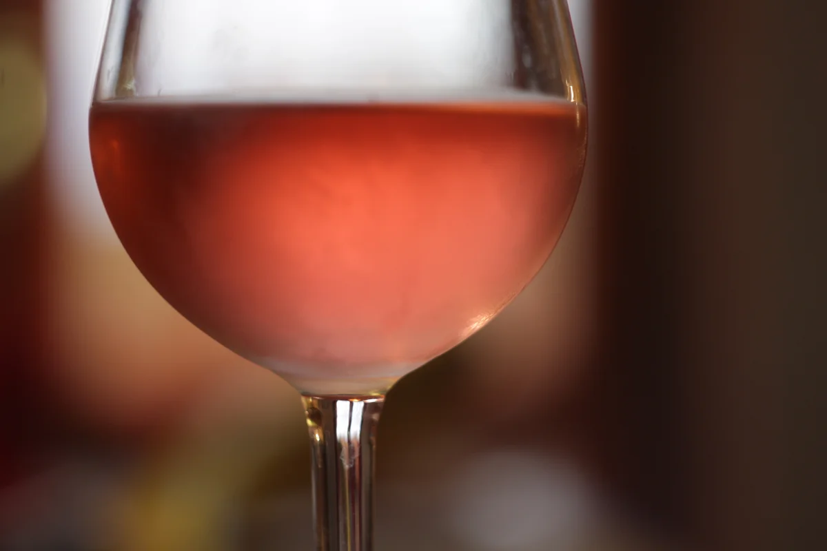 Chilled pink Moscato wine