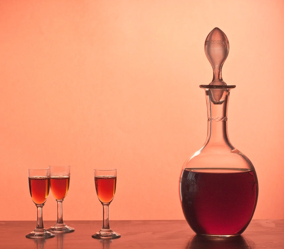 Marsala wine in a decanter and glasses