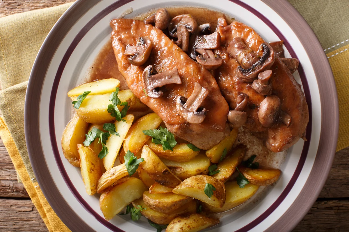 Chicken Marsala and potatoes