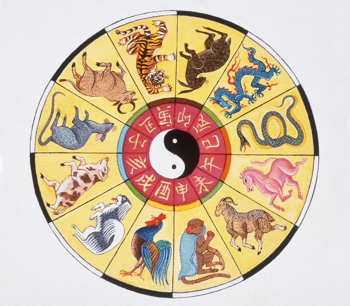 Chinese astrological horoscope wheel