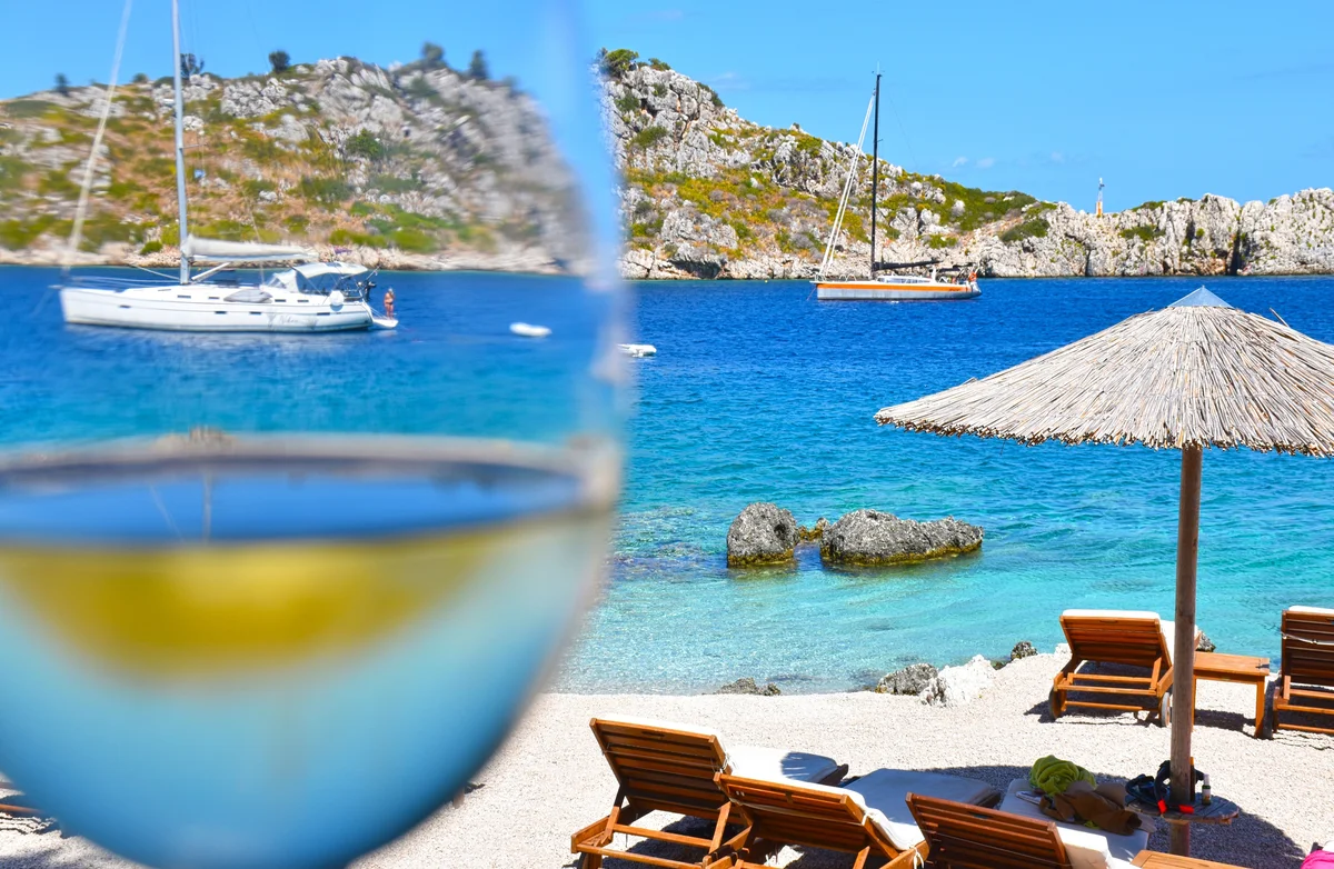 White wine in the Greek Islands