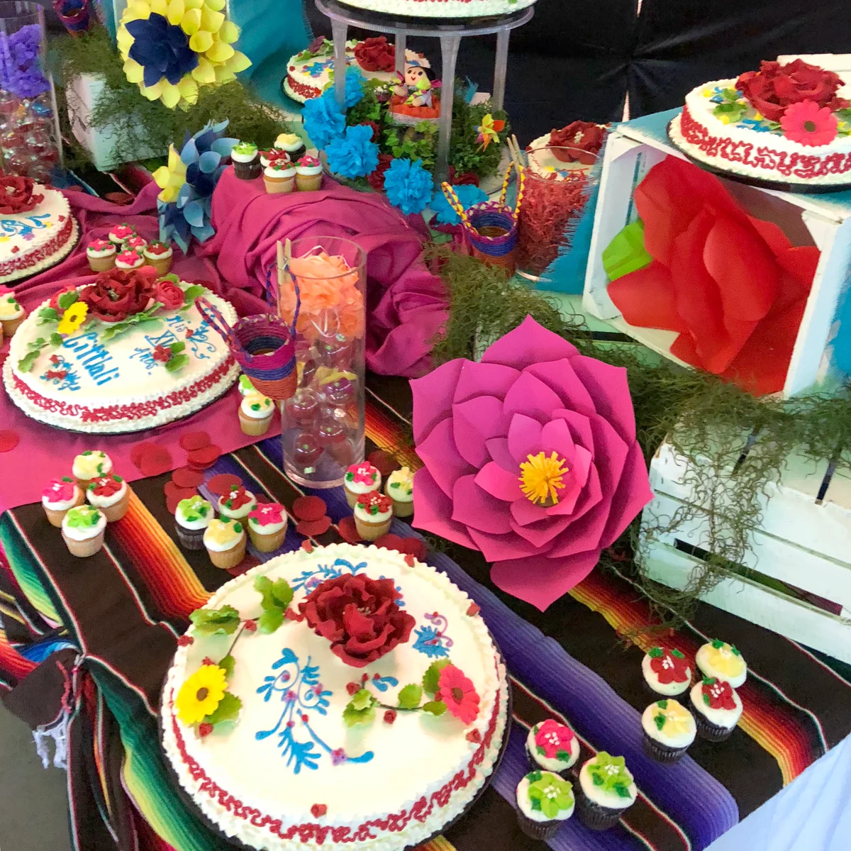 Quinceanera Cake, confectionaries, and decorations