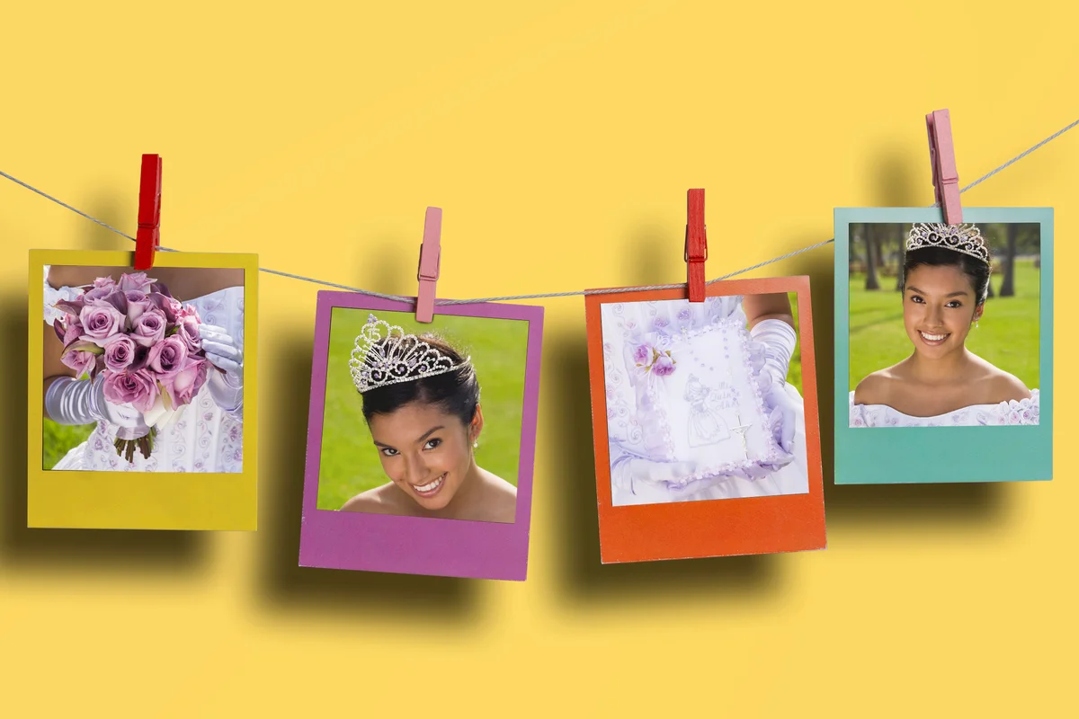 Four color frames on a clothesline