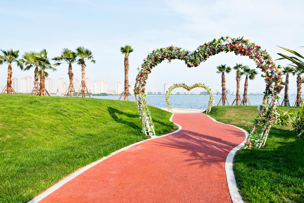 Heart shaped arch by the sea