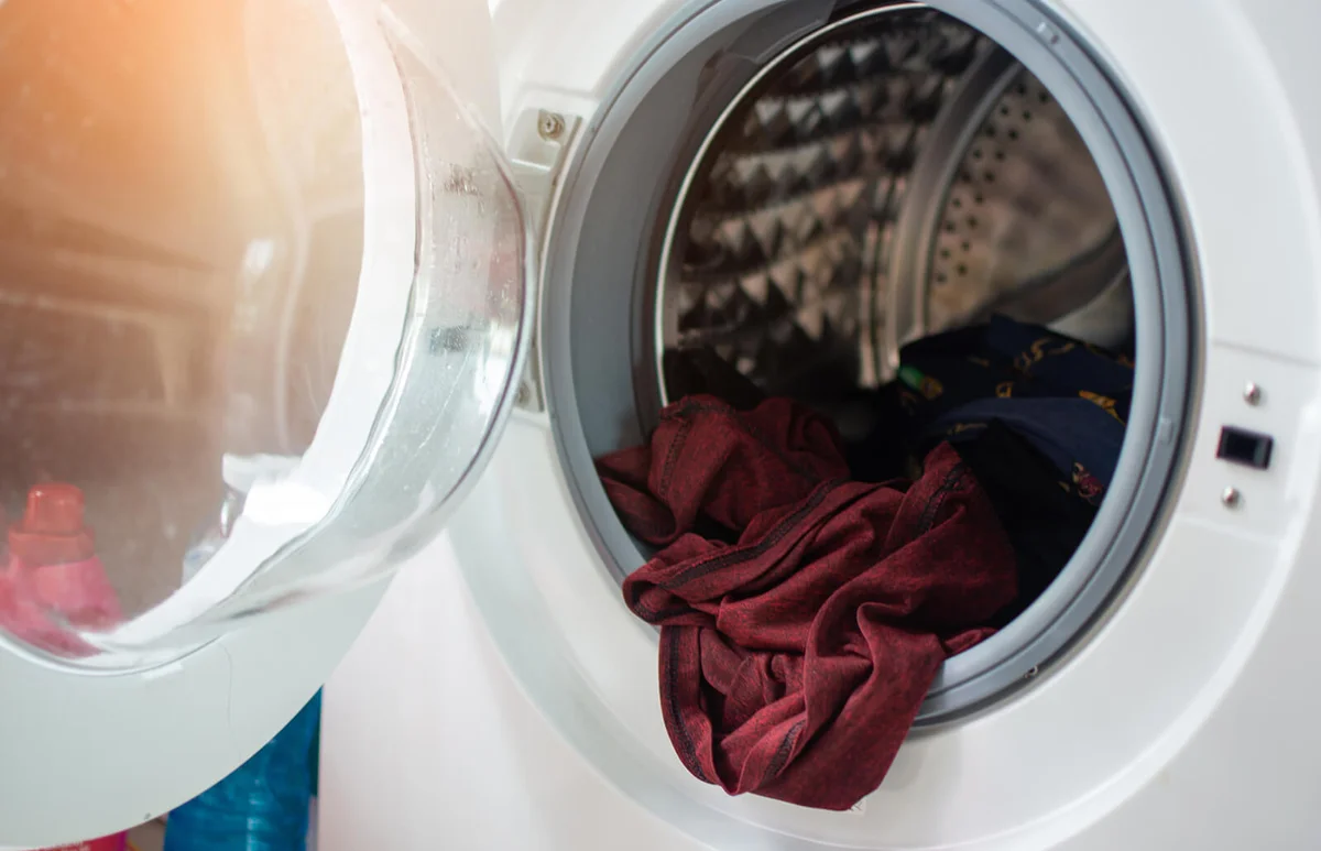 Close-Up Of Textile In Laundry Machine