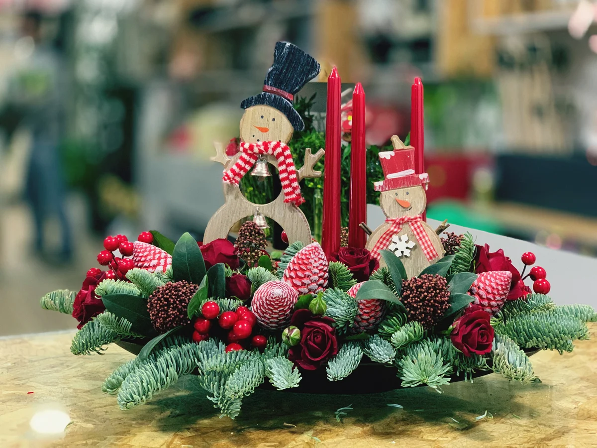 Christmas Snowman Decorations On Table