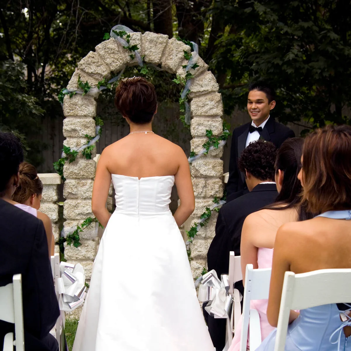Bride walking down aisle