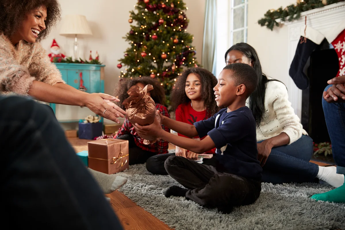 Family gift giving Christmas