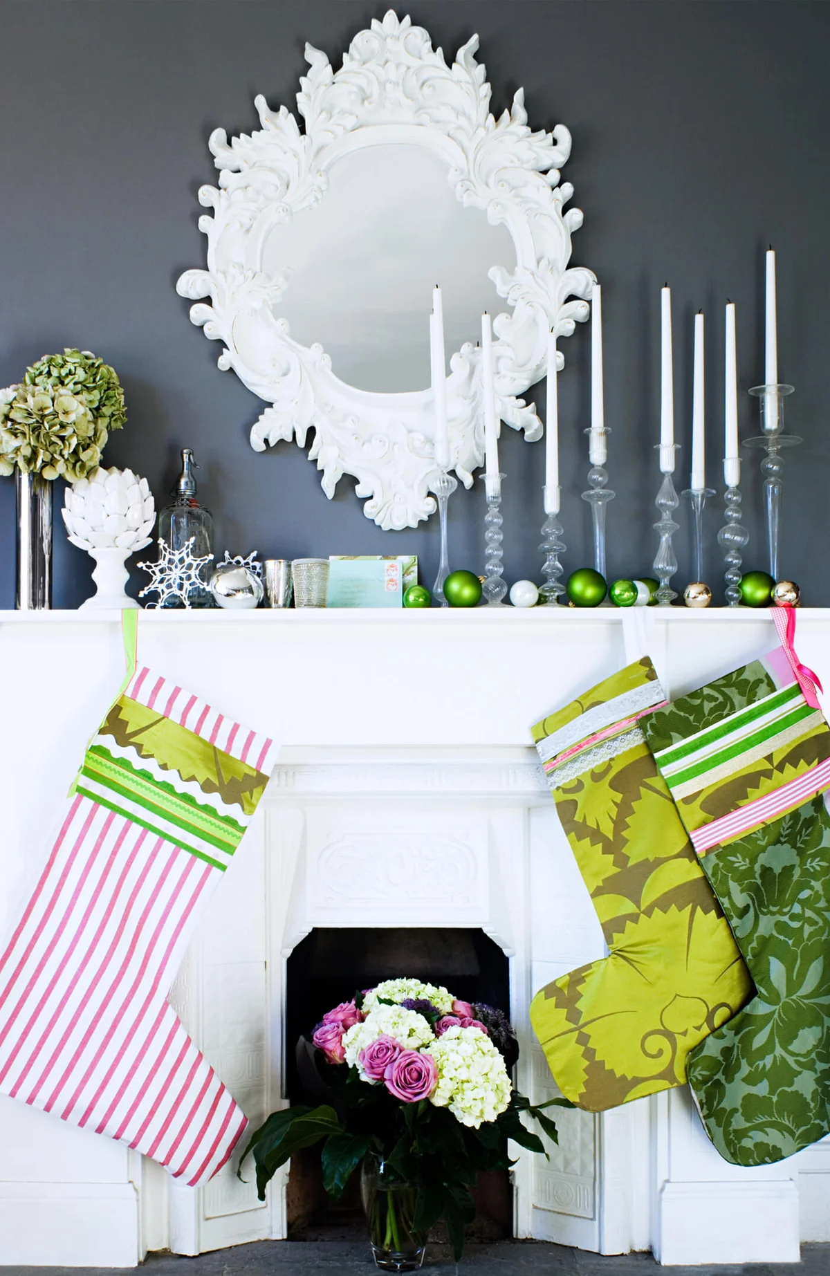 Mantlepiece decorated for christmas