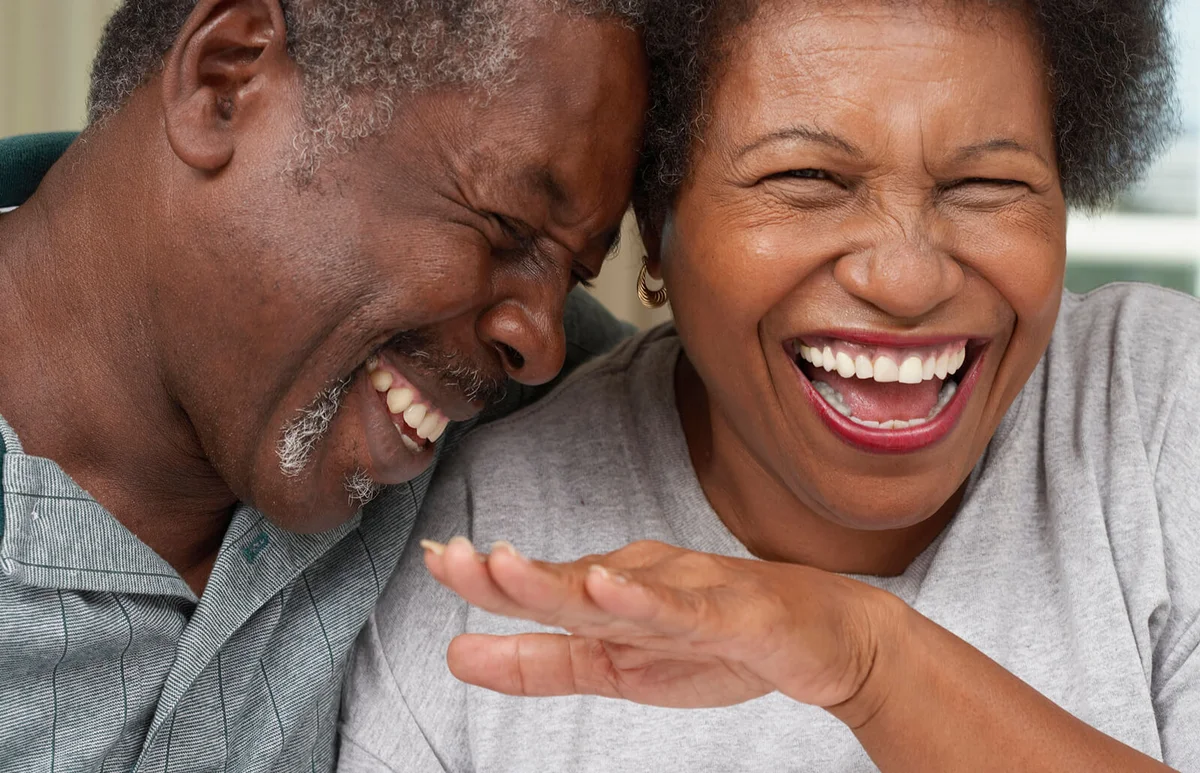 Senior couple laughing