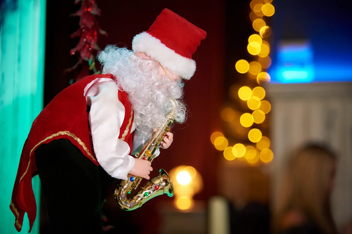 Decorative Santa Claus with a saxophone