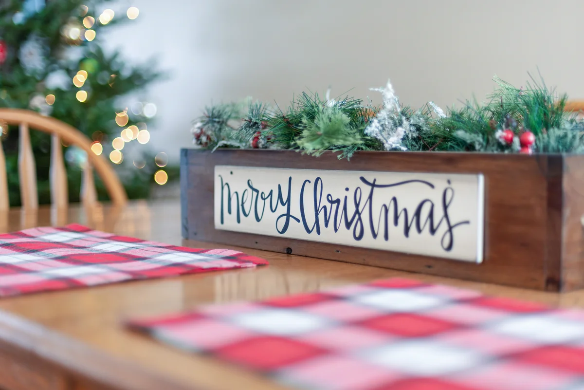 Tabletop decorated for Christmas holiday