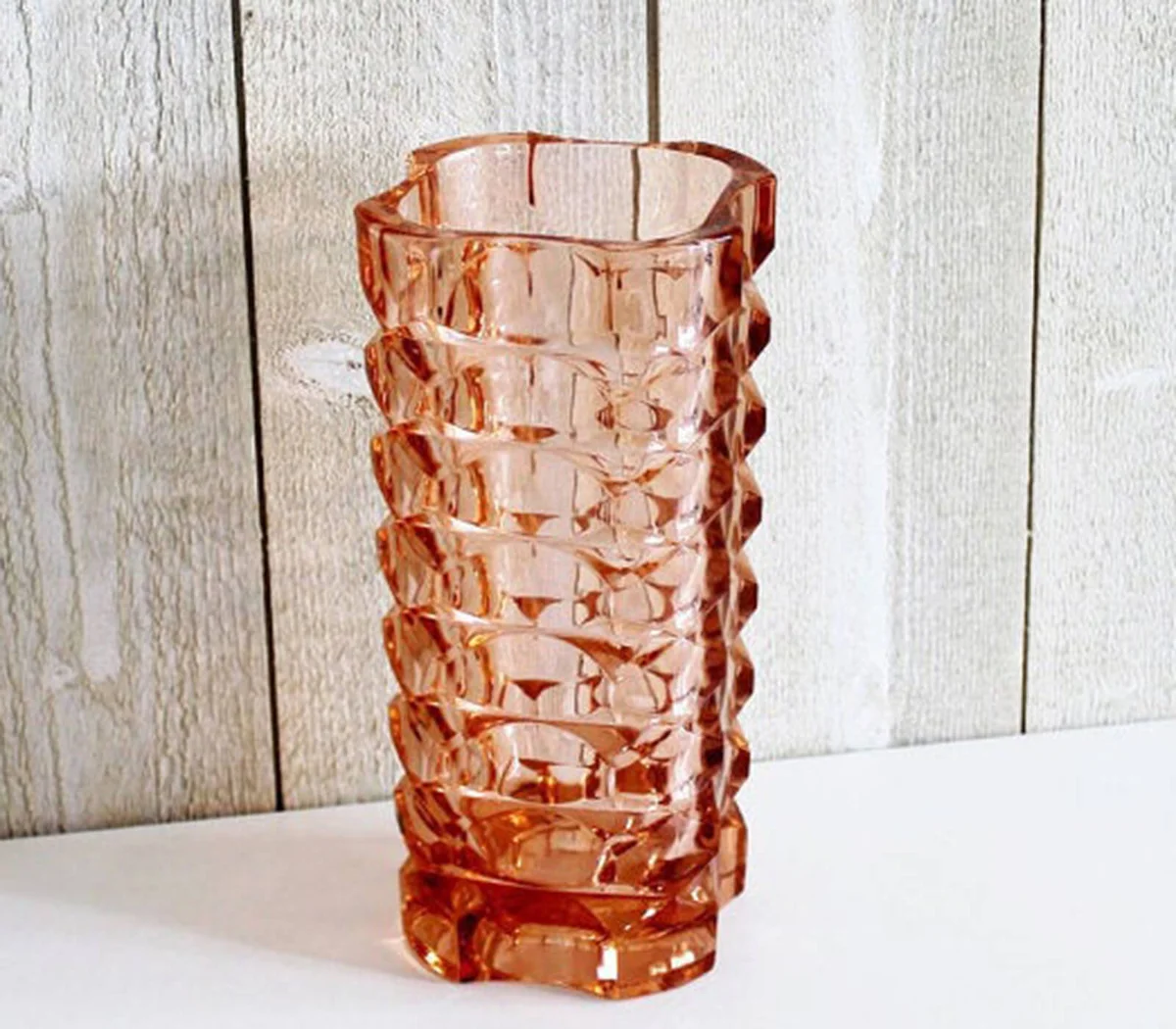 Pink Depression Glass Vase Vintage, Luminarc France, Luminarc Glass, Pink Glassware Vase, Wedding Vases Centerpiece, Art Deco Vase Vintage