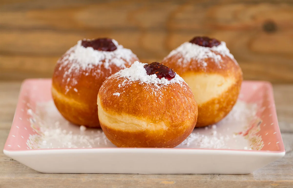 Sufganiot, Doughnuts. A traditional jewish Hanukah dessert