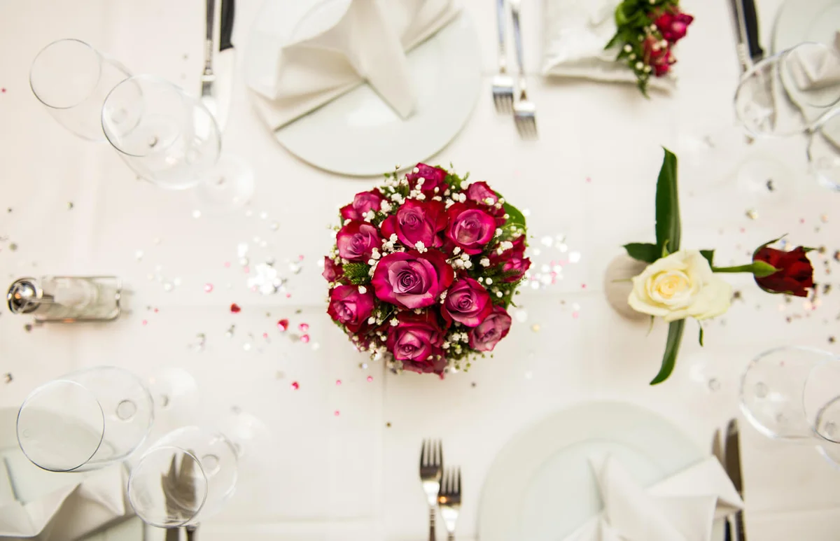 Place Setting On Dining Table During Wedding Ceremony
