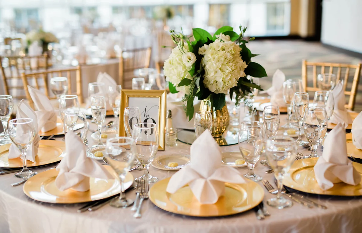 Reception table set up for the event