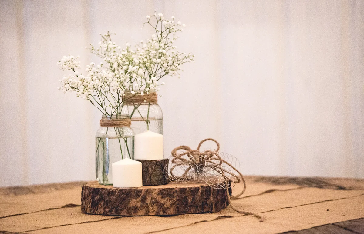 Rustic wedding reception decor