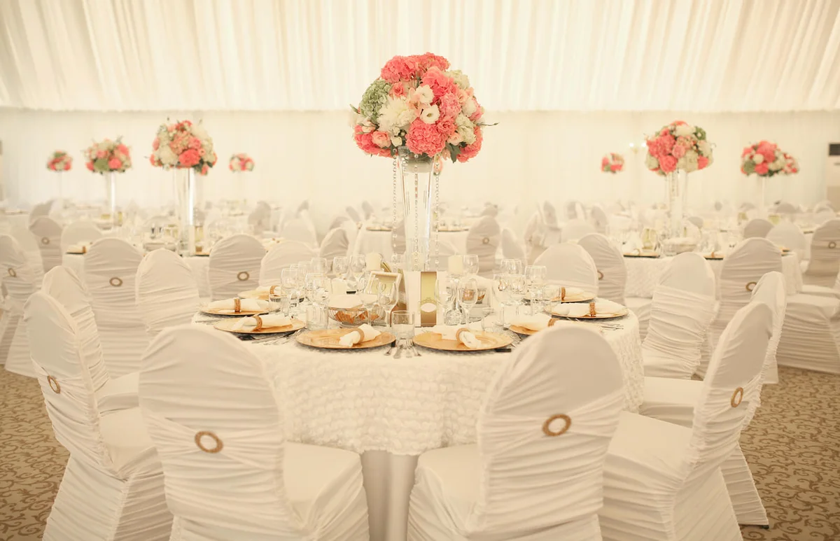 Beautifully decorated wedding table