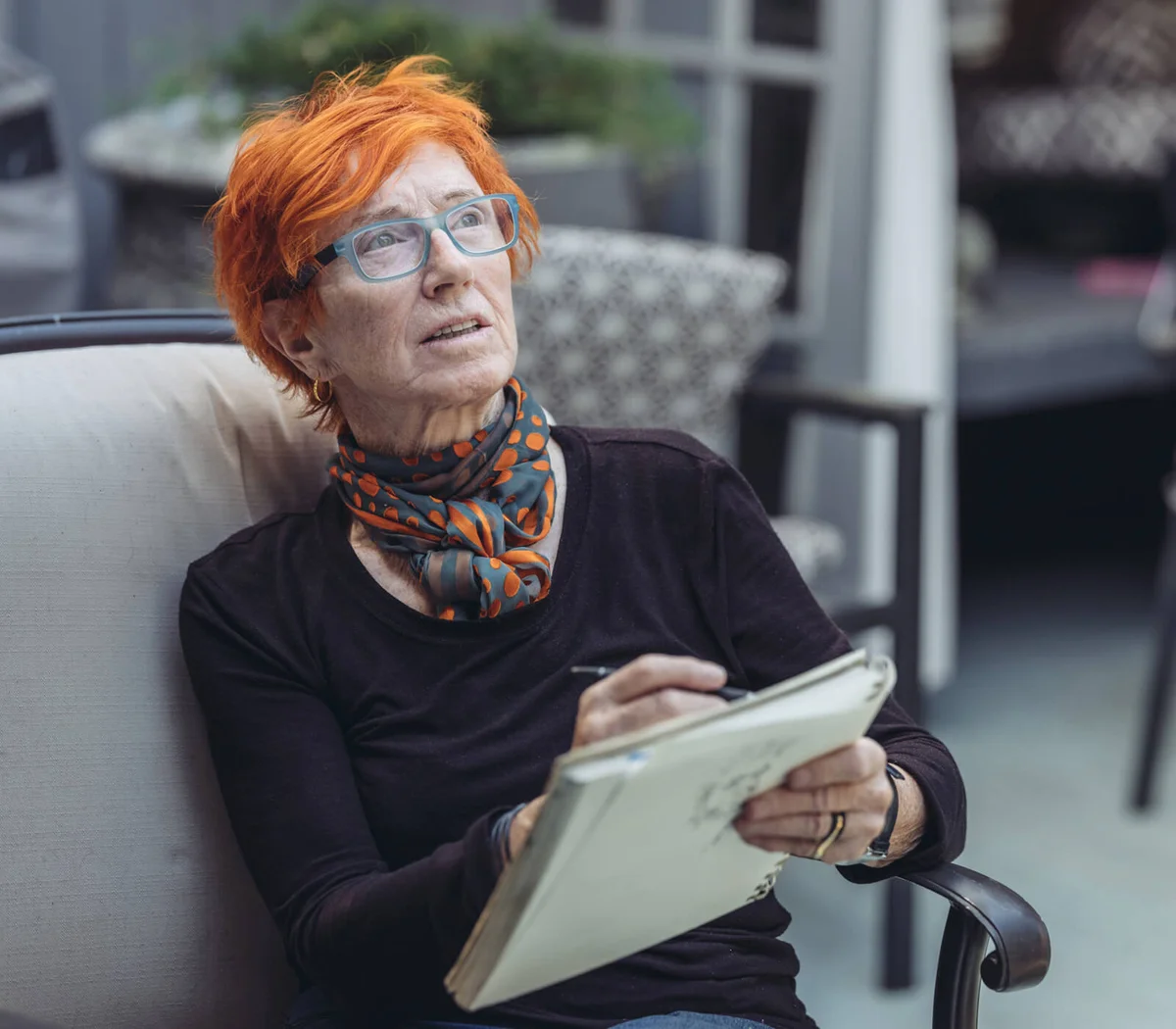 Senior woman artist at work