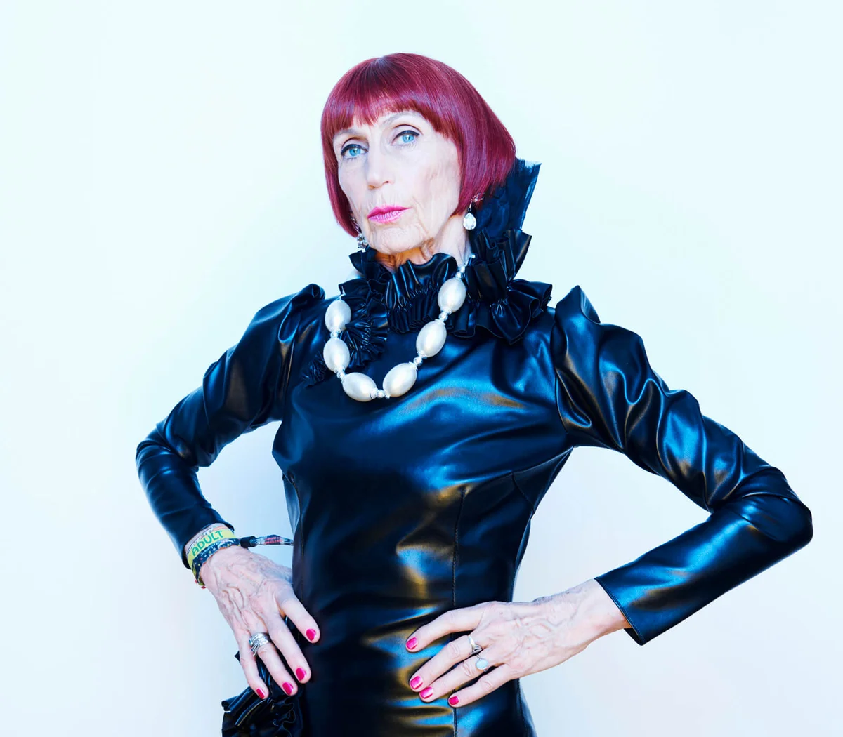 older woman dressed up in couture