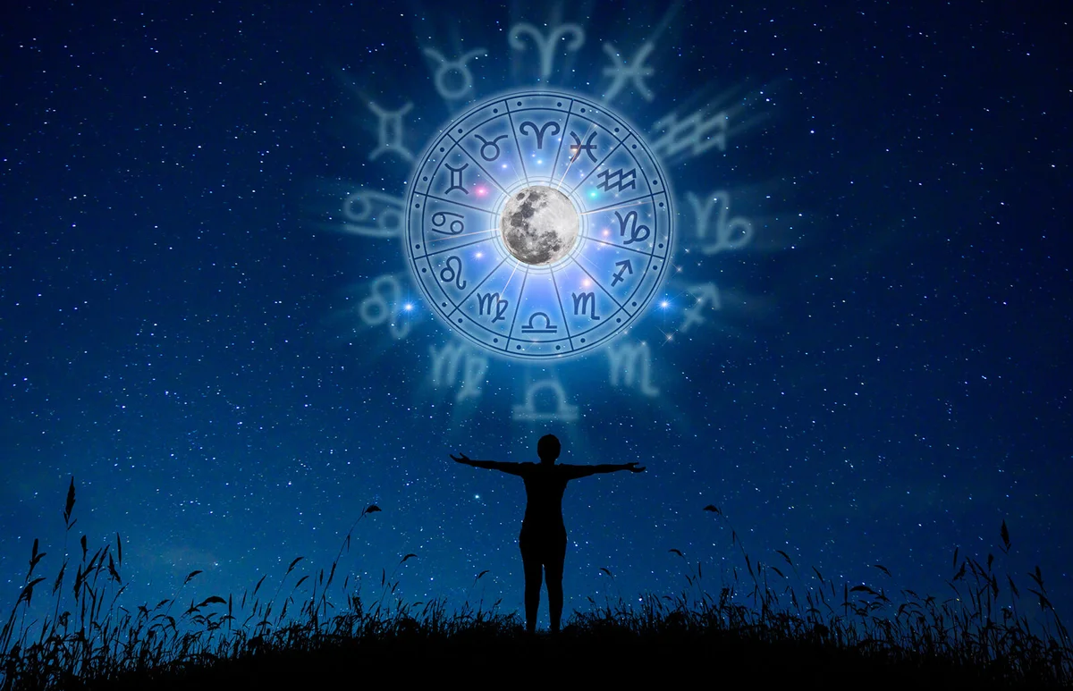 Zodiac signs inside of horoscope circle