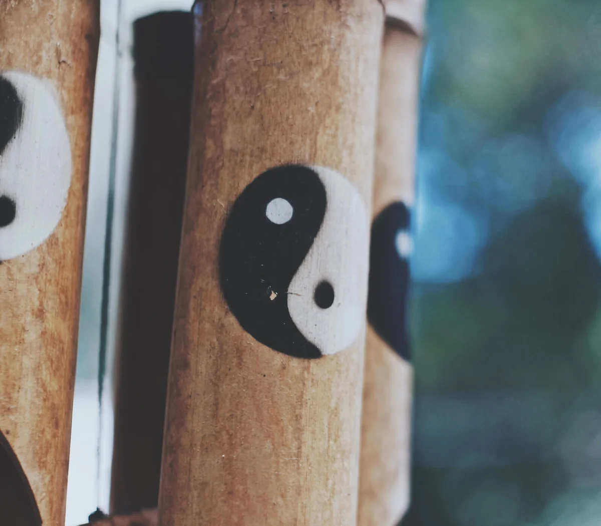 Close Up Of Yin Yang Symbol On Wood