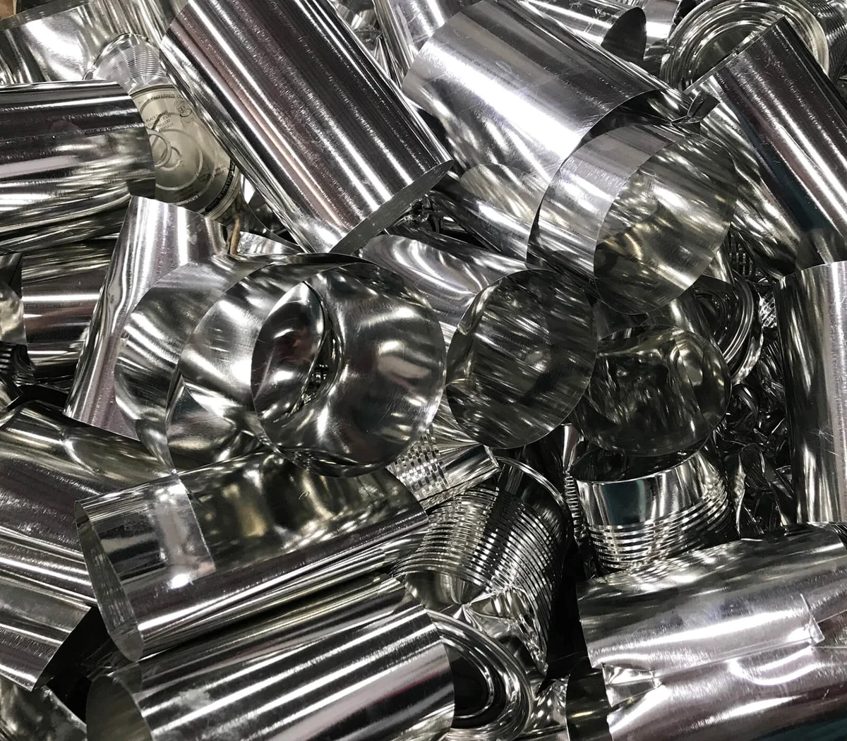 Junk tinplate cans waiting to be recycled