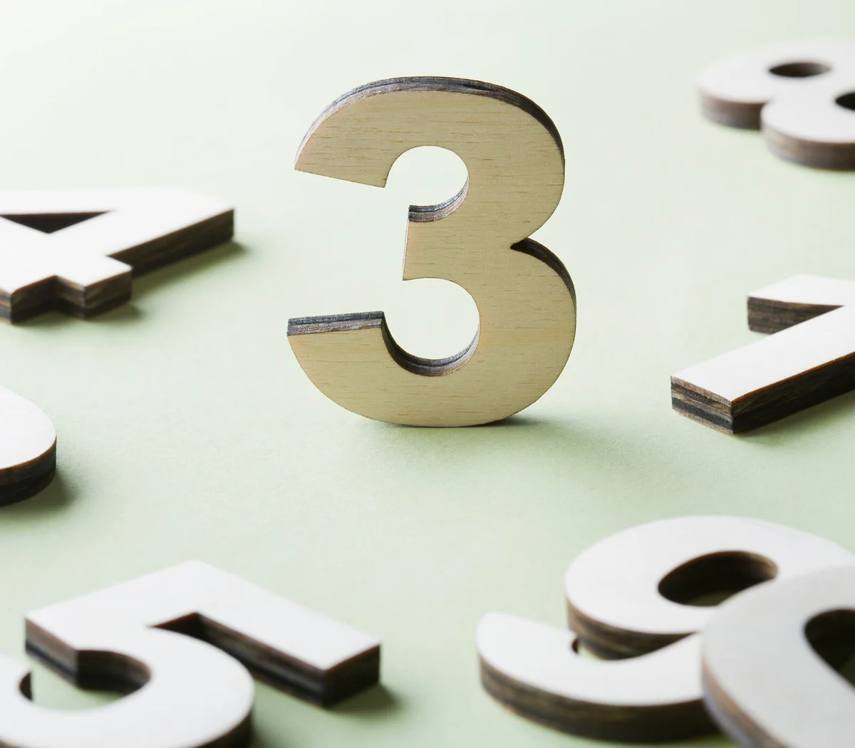 Numbers on white background
