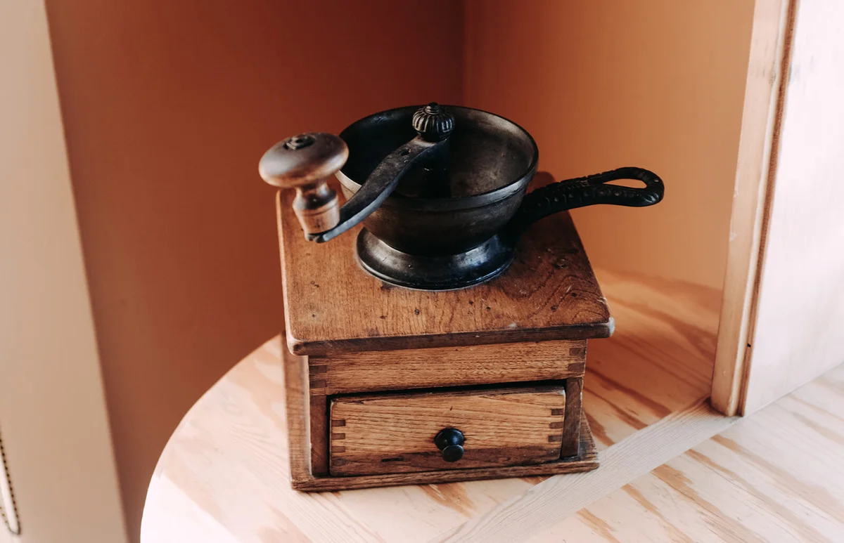 Close-Up Of Vintage Coffee Grinder
