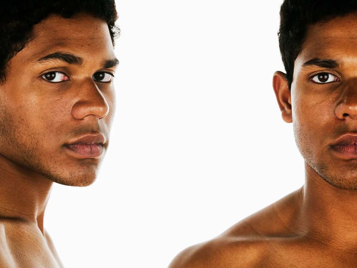 Twin profile of a young man