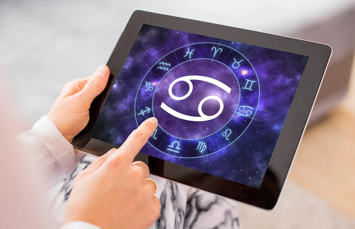 Cancer zodiac sign on tablet