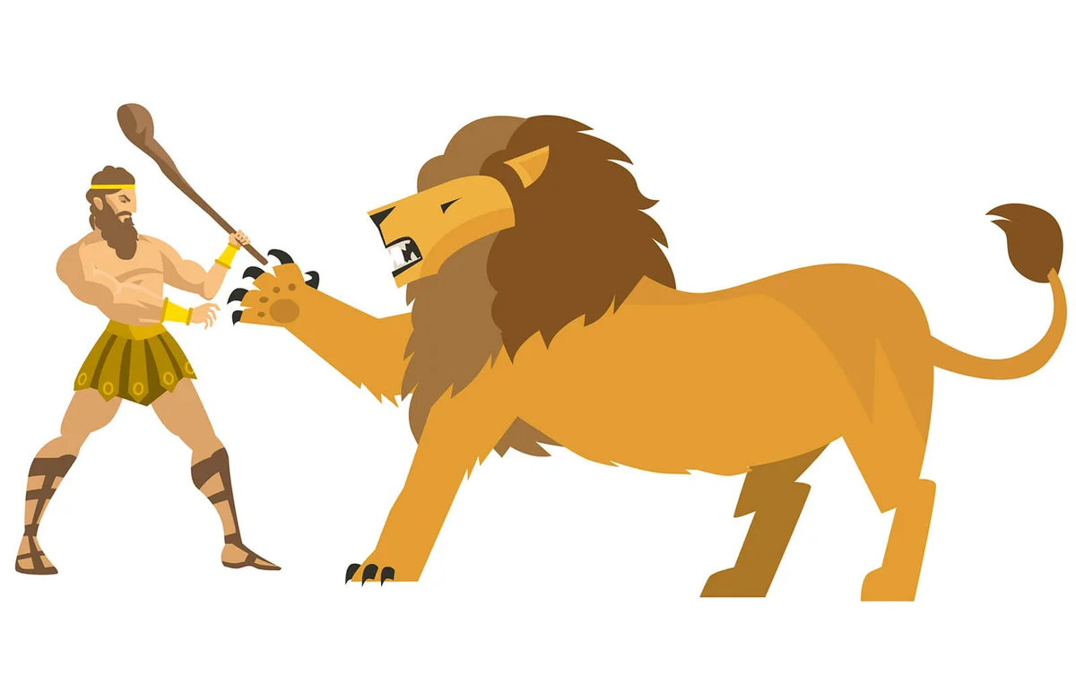 hercules heracles fighting the nemean lion
