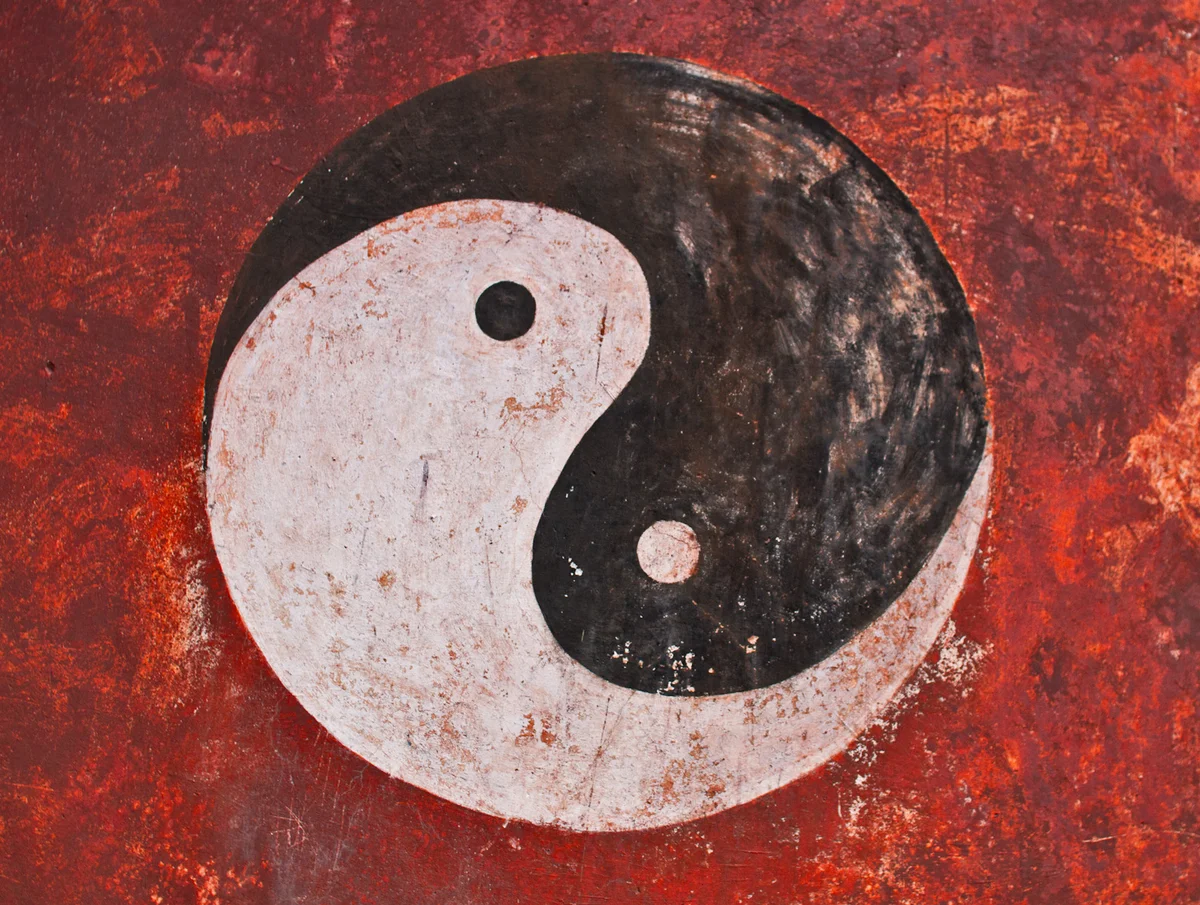 Yin Yang symbol painted on temple wall, China