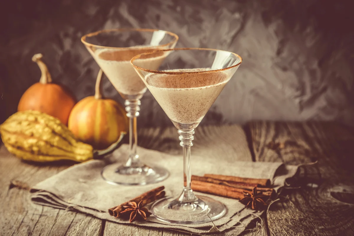 Autumn martini cinnamon cocktail