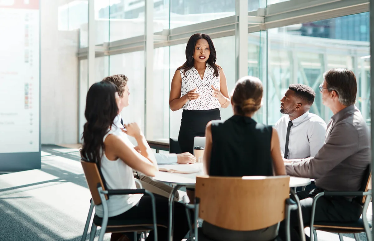 businesspeople having a meeting in a modern office