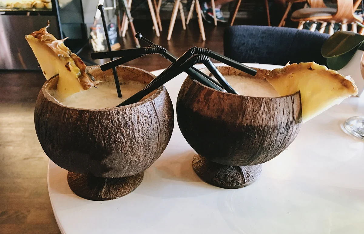 Pina Colada served in Malibu sponsored coconut cups