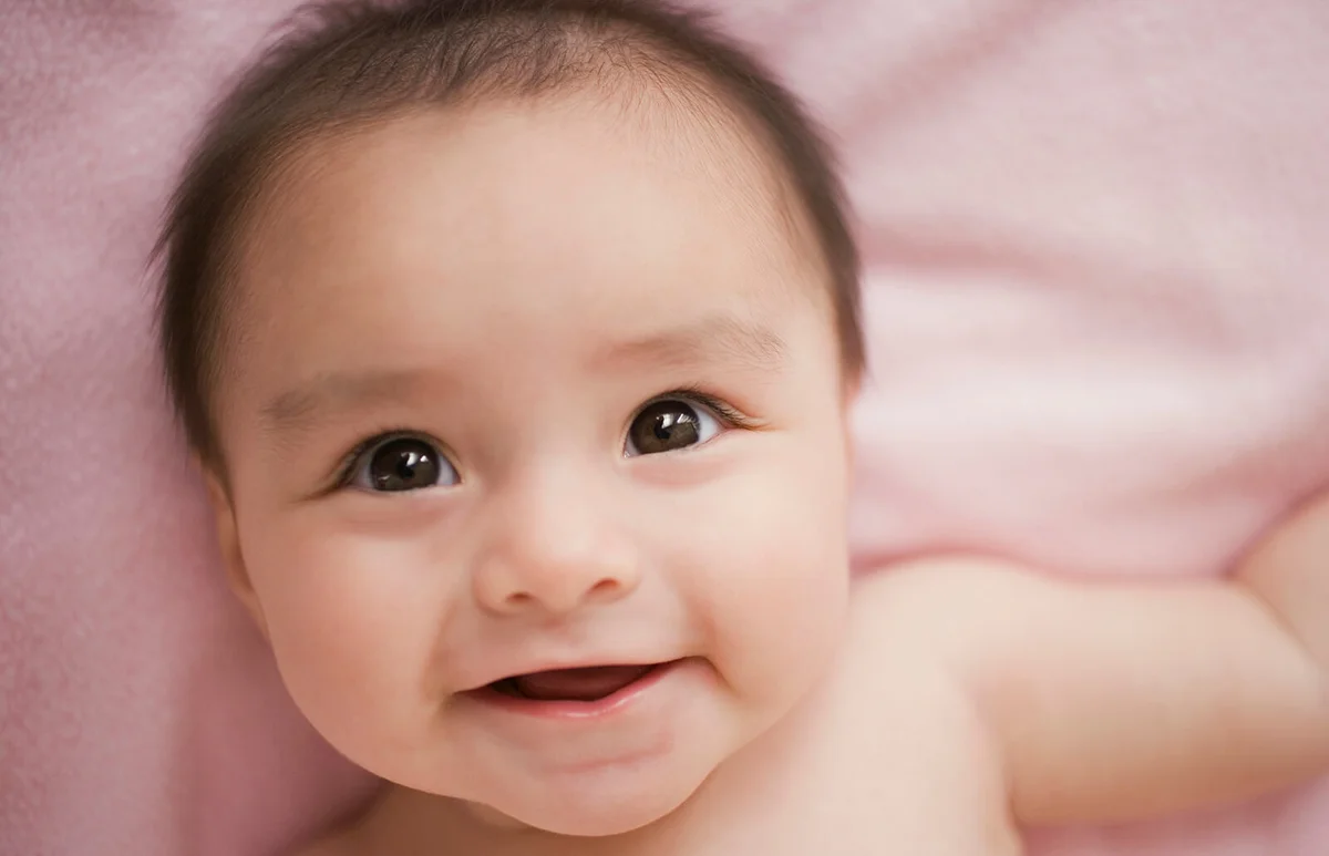 Close up of baby smiling