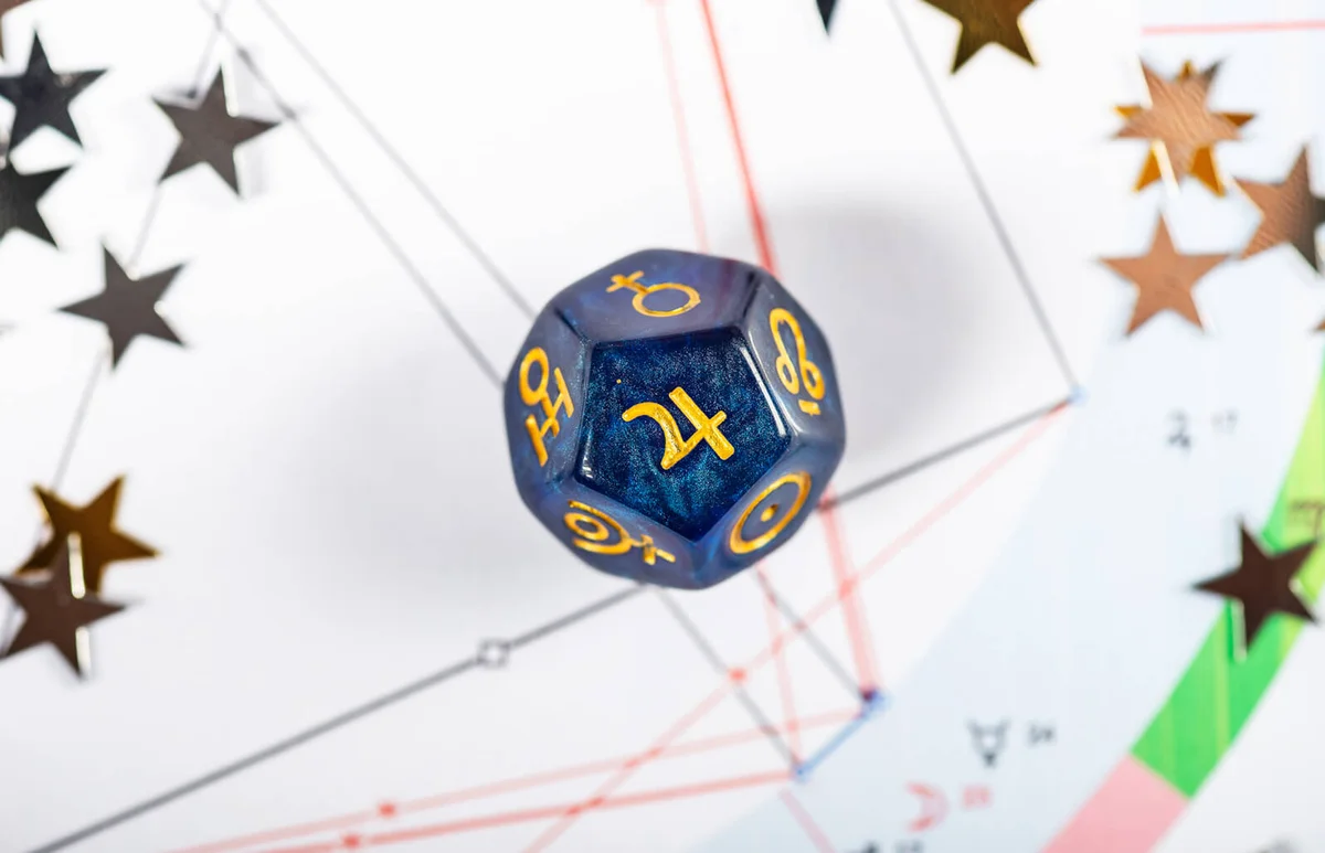 Astrology Dice with symbol of the planet Jupiter