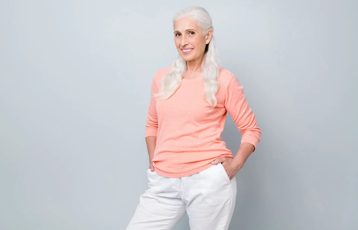 charming attractive granny standing